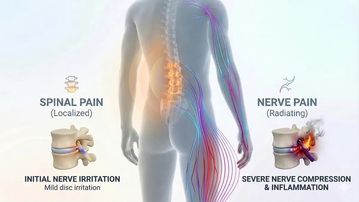 Adult experiencing arm symptoms while speaking with a medical professional