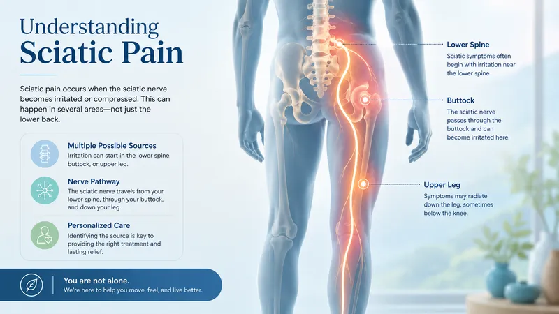 Adult with leg discomfort walking outdoors with a companion
