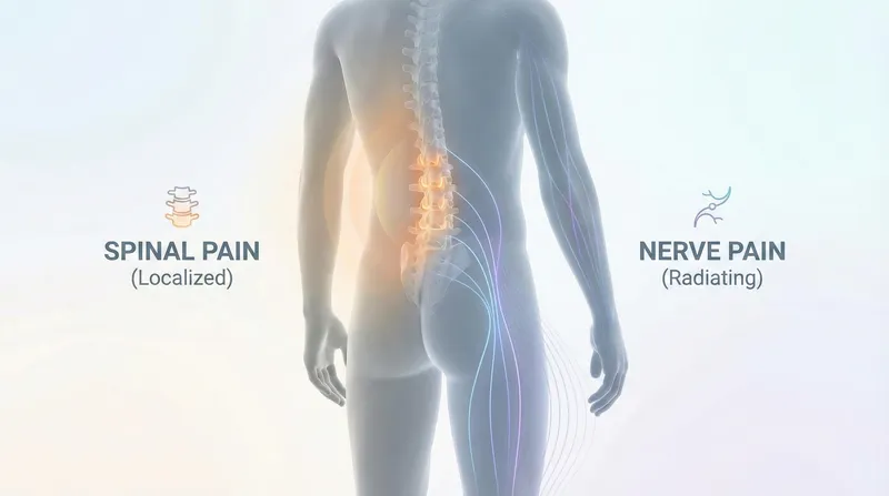Patient discussing the source of back and nerve pain with a clinician