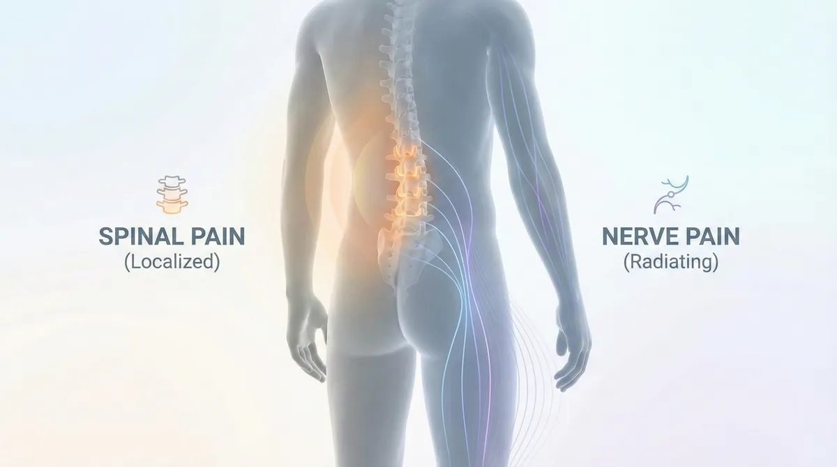 Patient discussing the source of back and nerve pain with a clinician